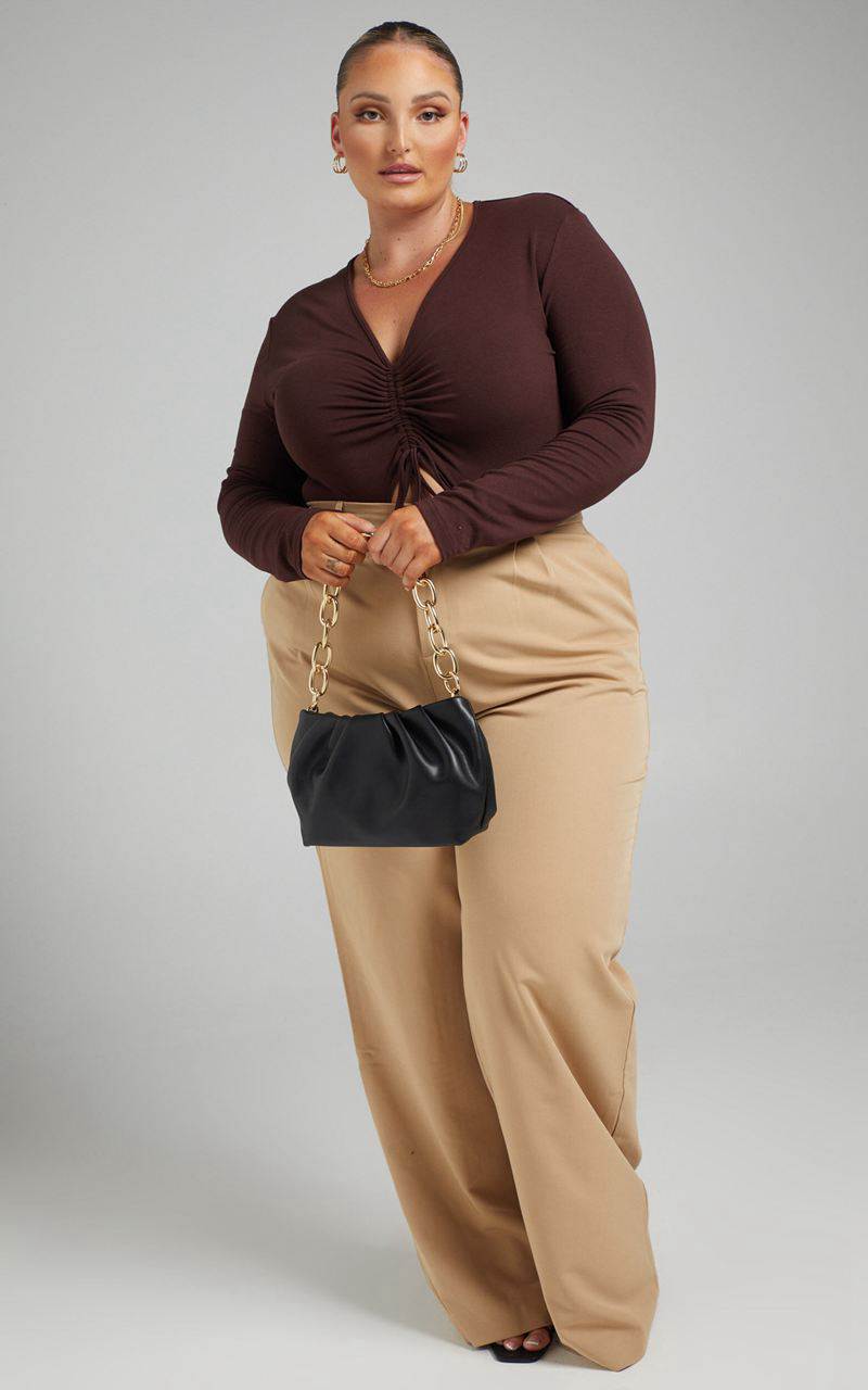 Showpo Lorcan Pants - High Waisted Tailored Pants Camel | MVXIEO375