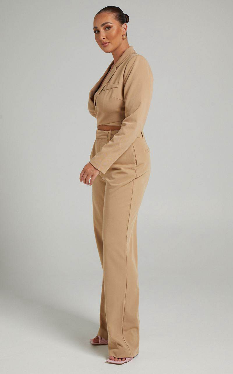 Showpo Lorcan Pants - High Waisted Tailored Pants Camel | MVXIEO375