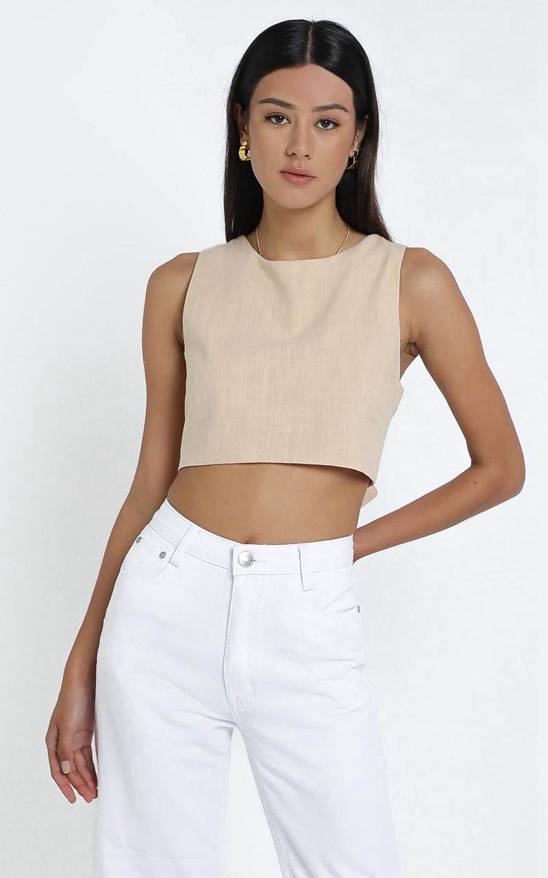 Showpo Loxley Top Beige Linen Look | WOVQRH439