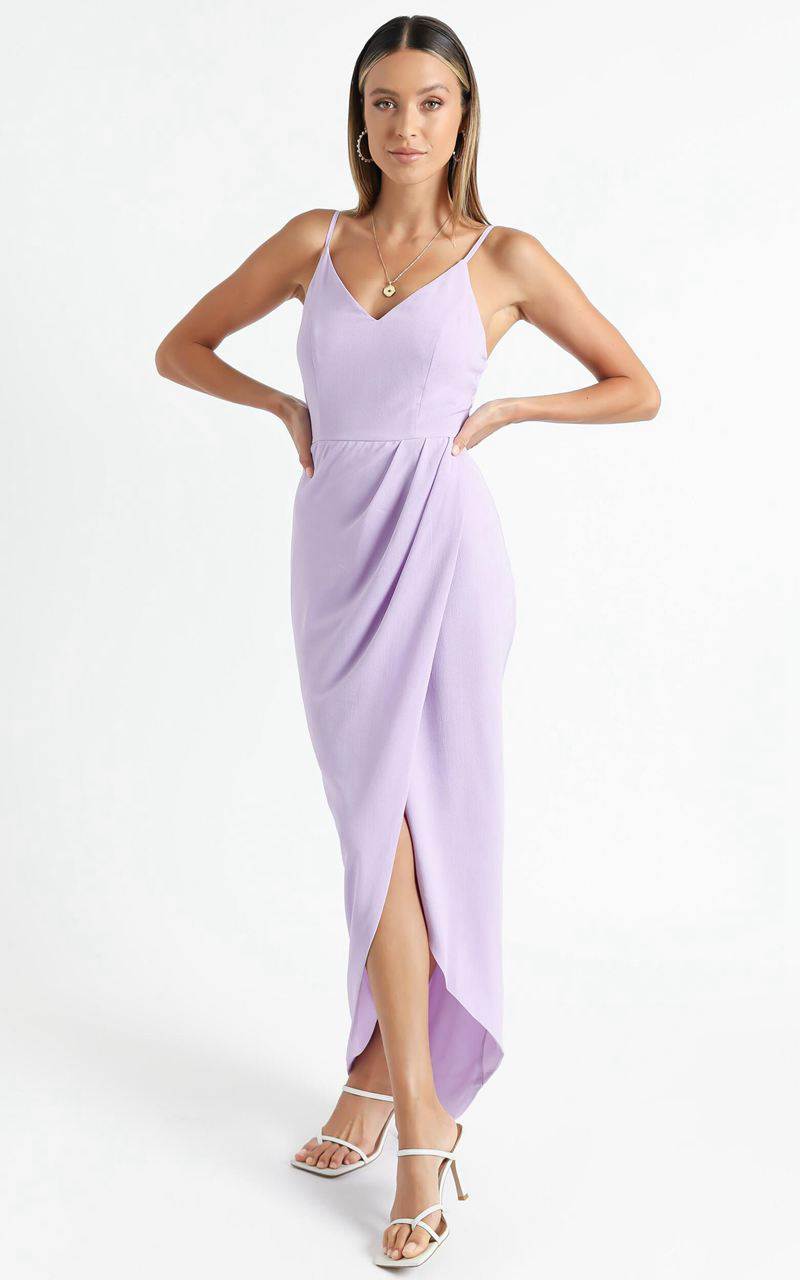 Showpo Lucky Day Drape Maxi Dress Lilac | YIAHBV193