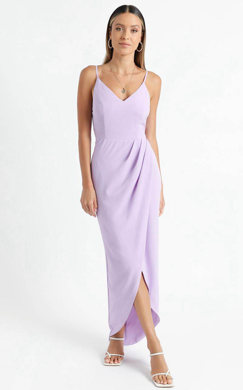 Showpo Lucky Day Drape Maxi Dress Lilac | YIAHBV193