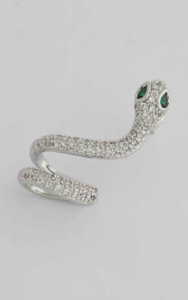 Showpo Lulah Diamante Snake Single Stud Earring Silver | QZBXTM047