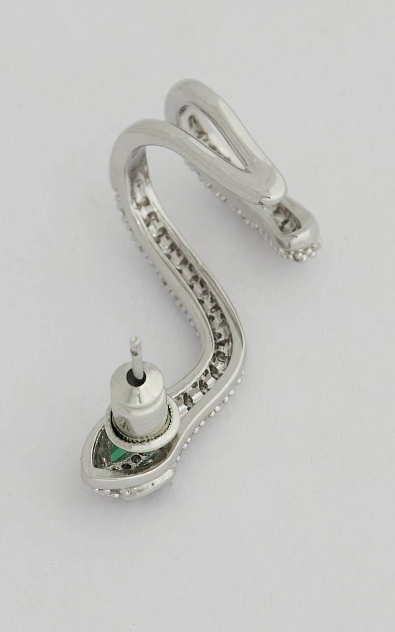 Showpo Lulah Diamante Snake Single Stud Earring Silver | QZBXTM047