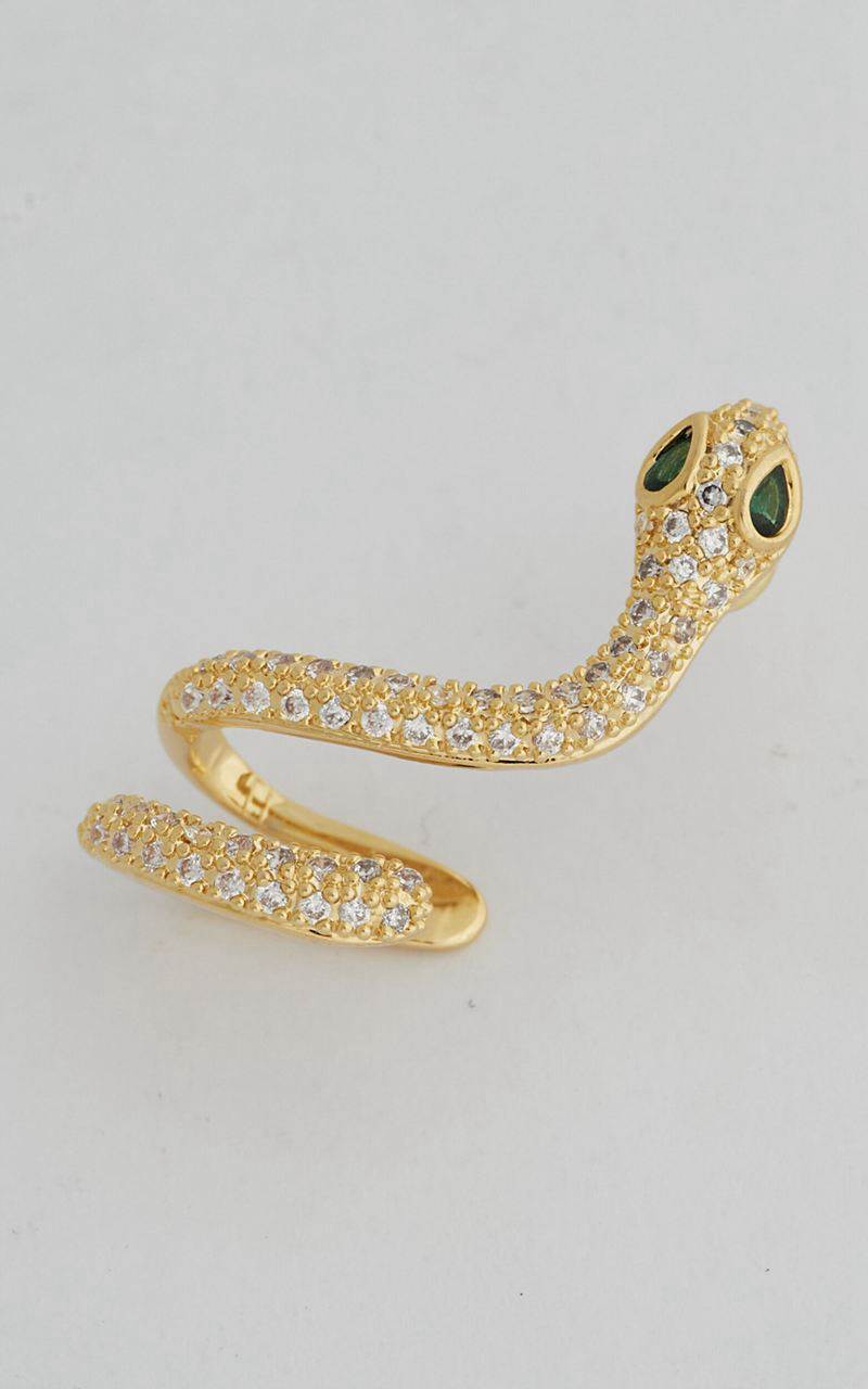 Showpo Lulah Diamante Snake Single Stud Earring Gold | ILXJMW370