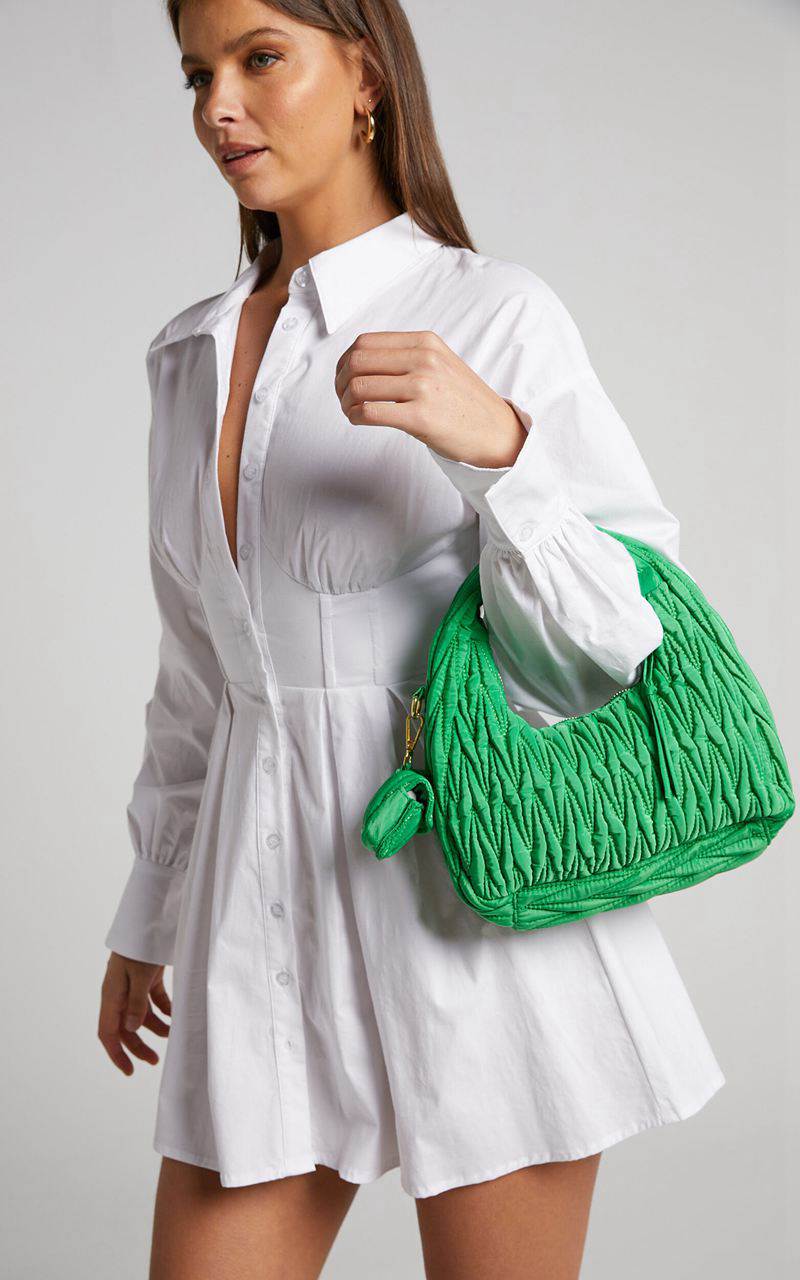 Showpo Madrid Quilted Shoulder Bag Green | QWJLTN748