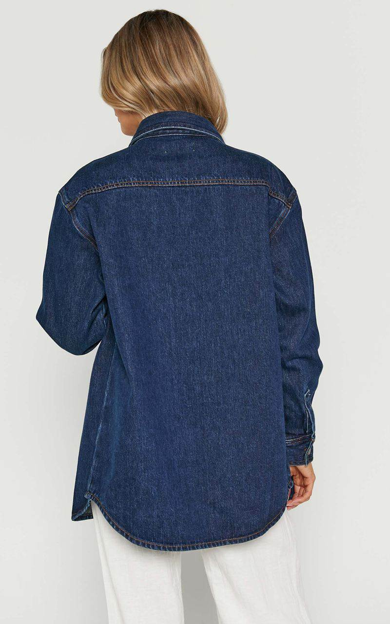 Showpo Malcolm Shirt - Denim Shirt Indigo Wash | ZLMJVU087