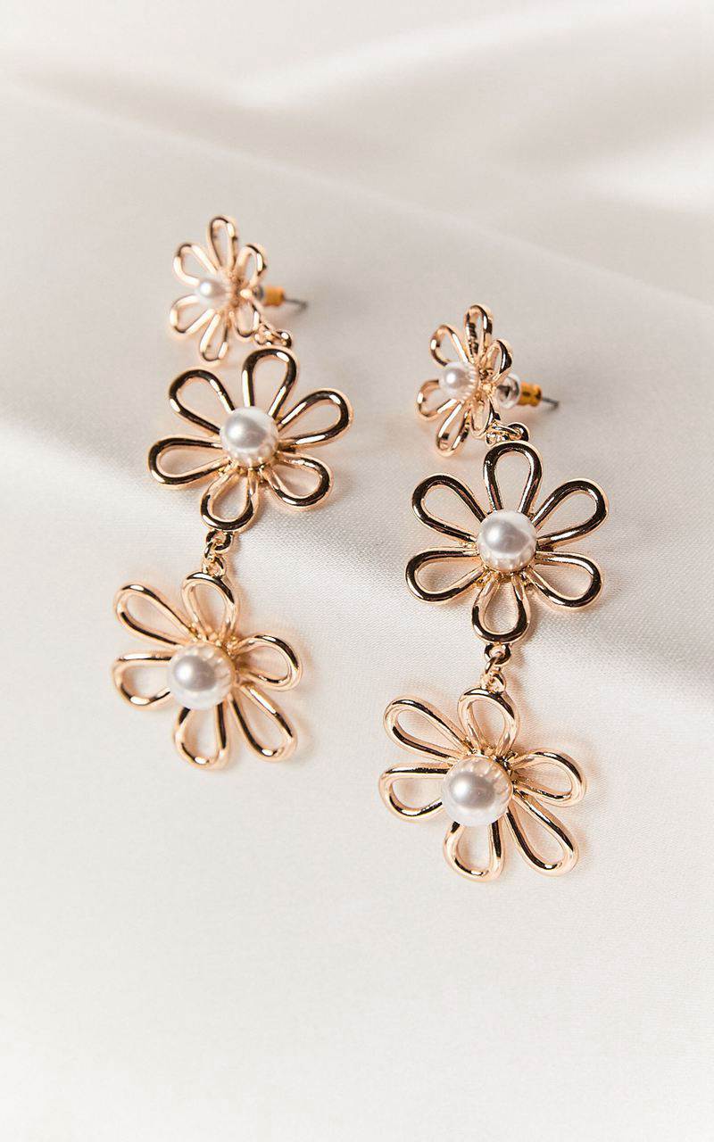 Showpo Mandy Earrings - Flower Pearl Drop Earrings Gold | SPRXLD526