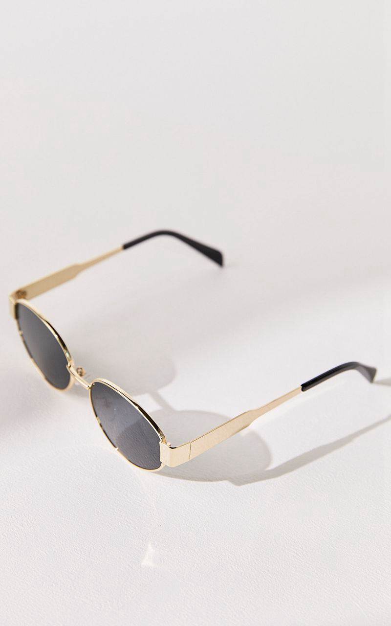 Showpo Marcia Sunglasses - Oval Shape Sunglasses Gold | RONMSC173