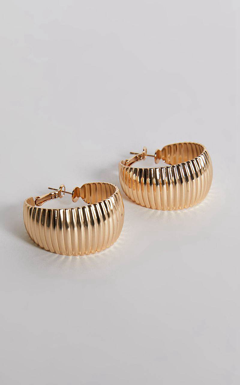 Showpo Marsellie Textured Hoop Earring Gold | AQHJDC372