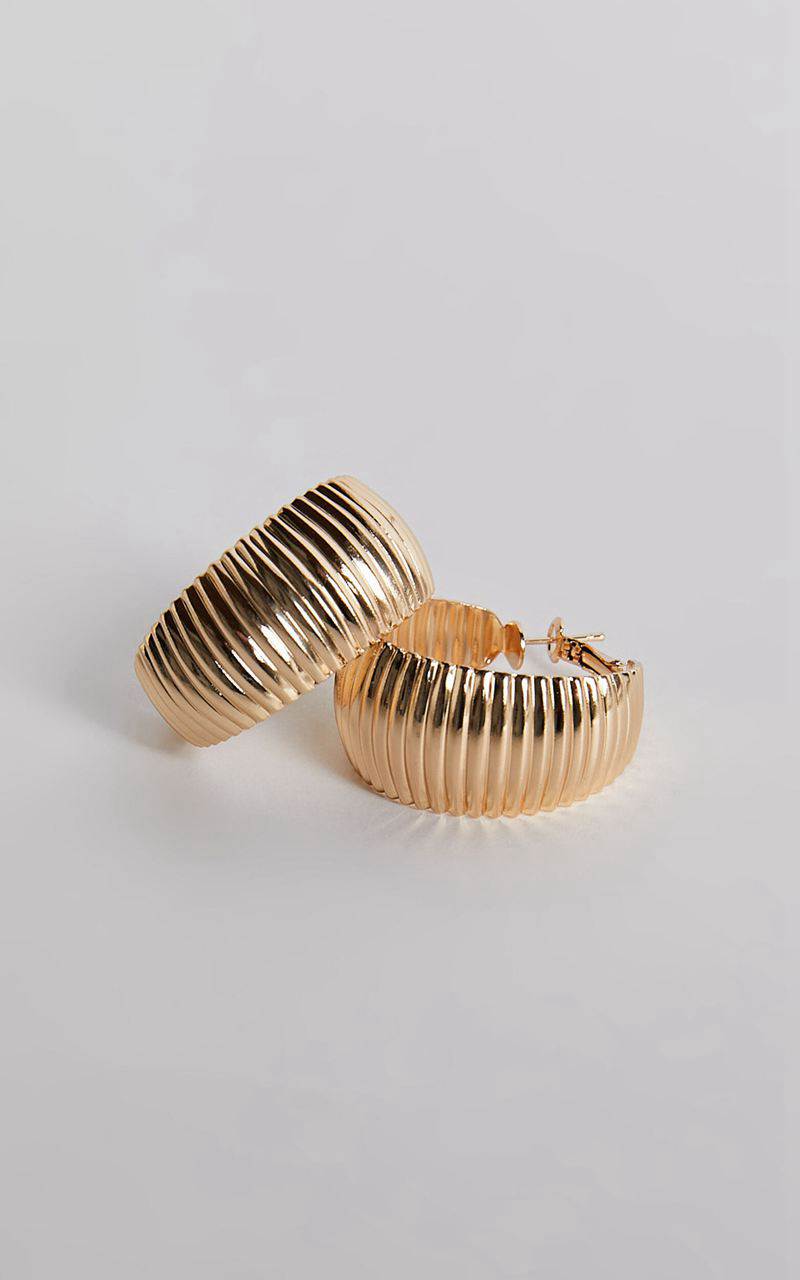 Showpo Marsellie Textured Hoop Earring Gold | AQHJDC372