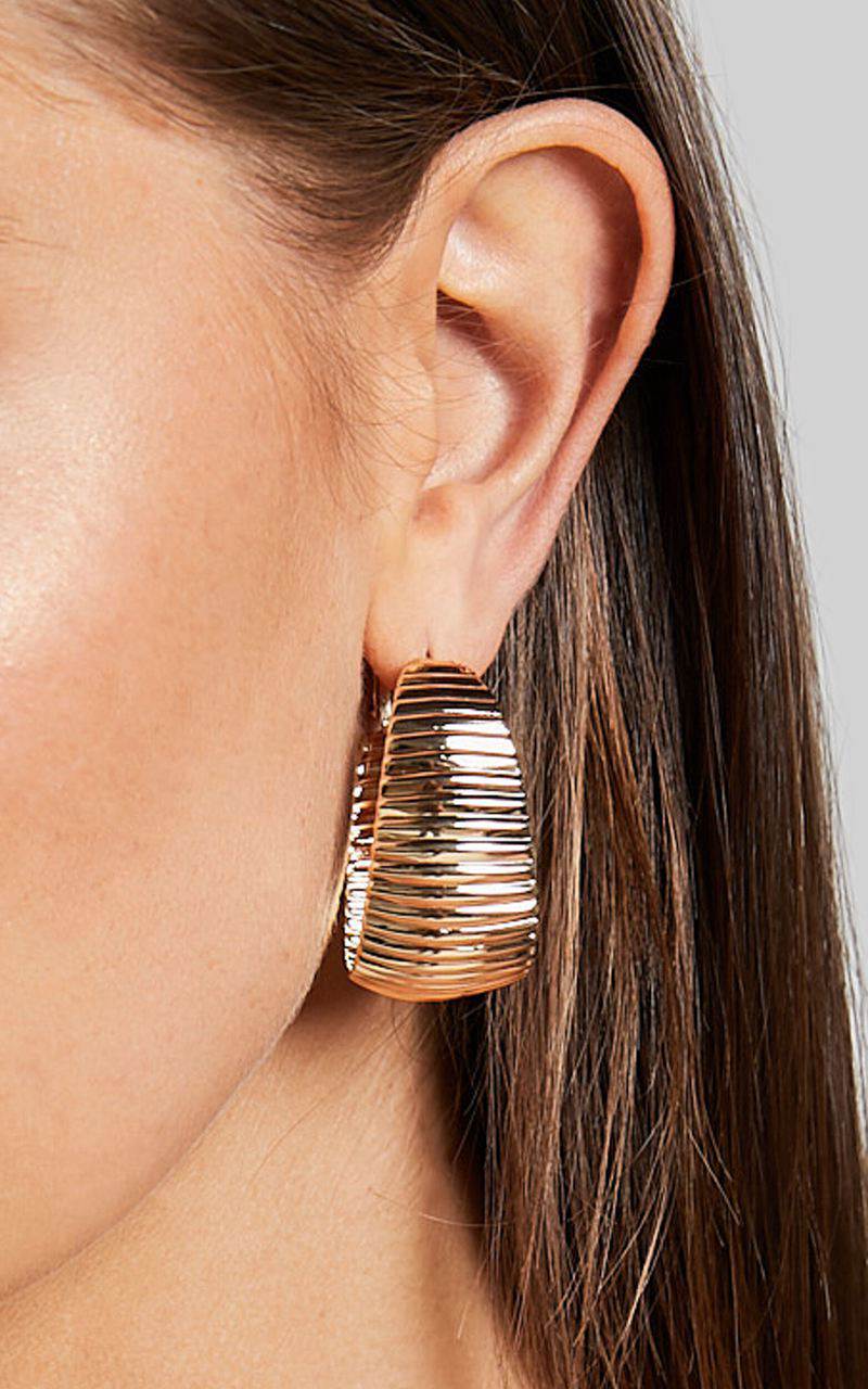 Showpo Marsellie Textured Hoop Earring Gold | AQHJDC372