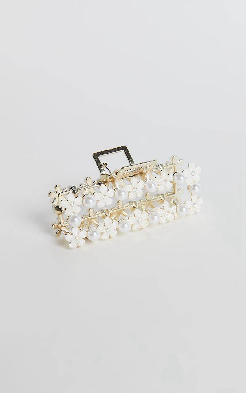 Showpo Mayflower Pearl Hair Clip White | KXMAJE657