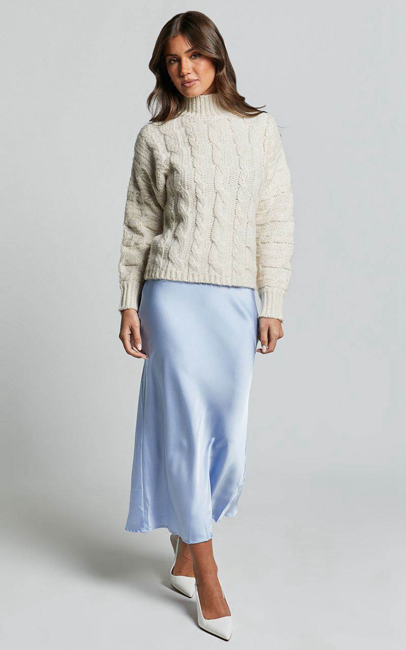 Showpo Melalyn Jumper - Drop Shoulder Cable Knit Jumper Stone | EPROLG371