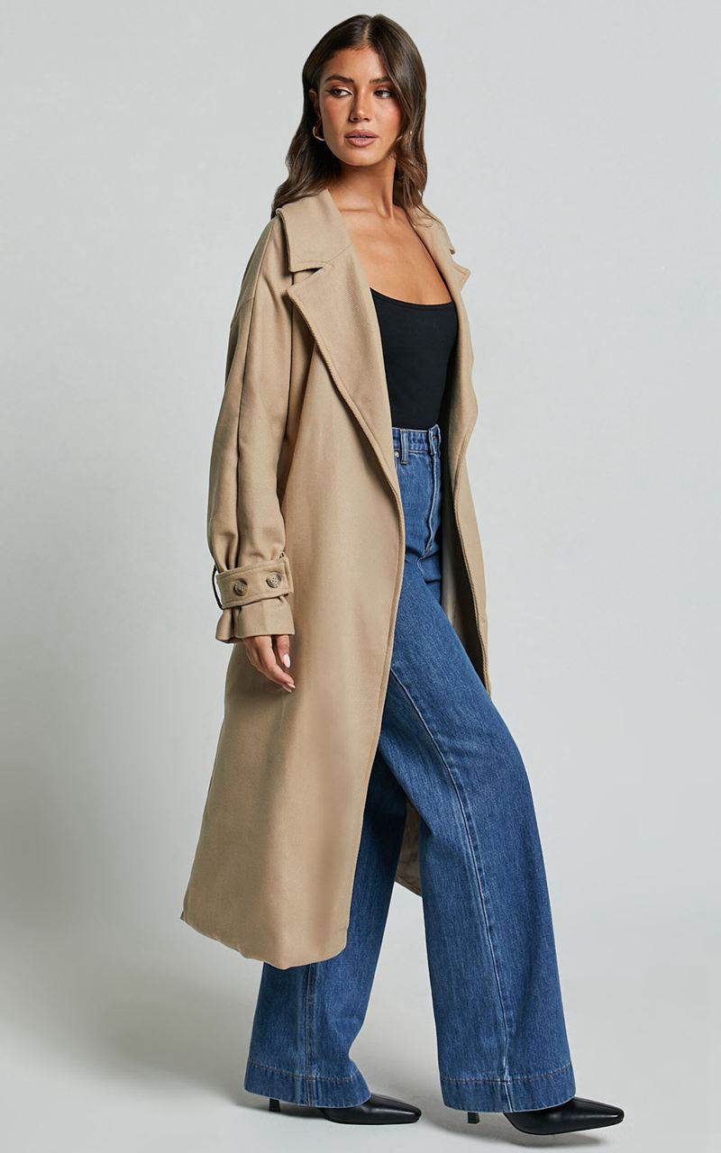 Showpo Mella Coat - Belted Longline Coat Camel | SPZDXB619