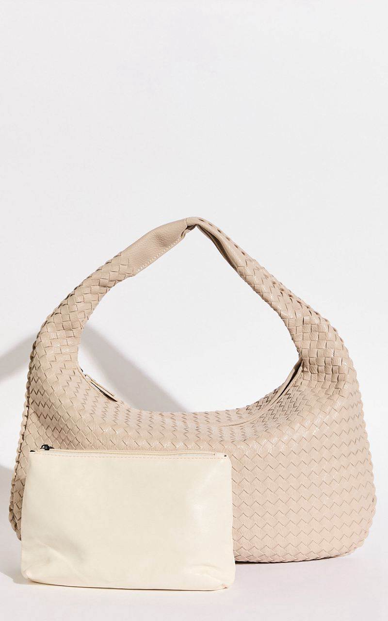 Showpo Messina Bag - Quilted Weave Shoulder Bag Bone | ADVUBH316