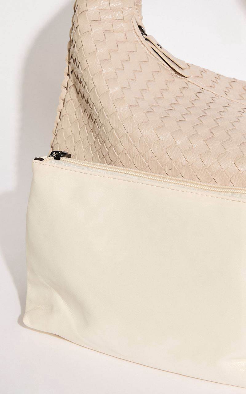 Showpo Messina Bag - Quilted Weave Shoulder Bag Bone | ADVUBH316