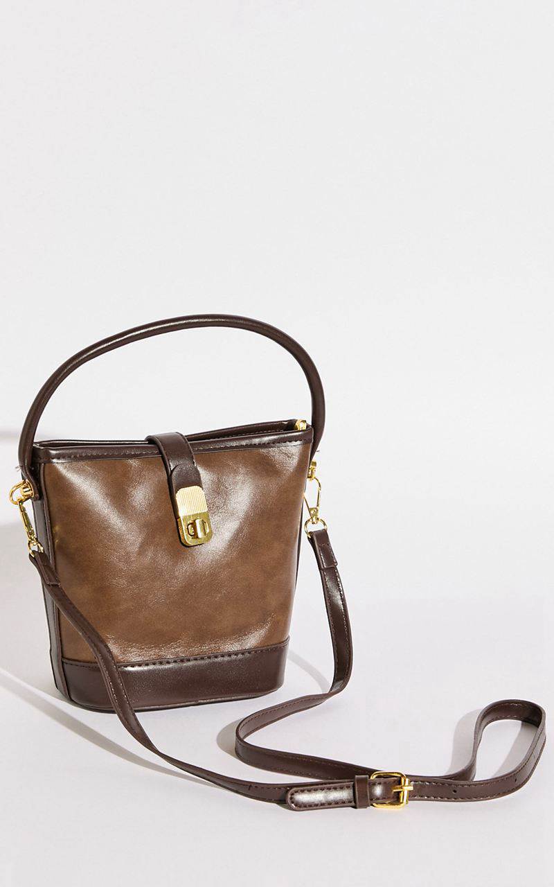 Showpo Miami Bag - Pu Bucket Mini Tote Bag Brown | DIPCRF190