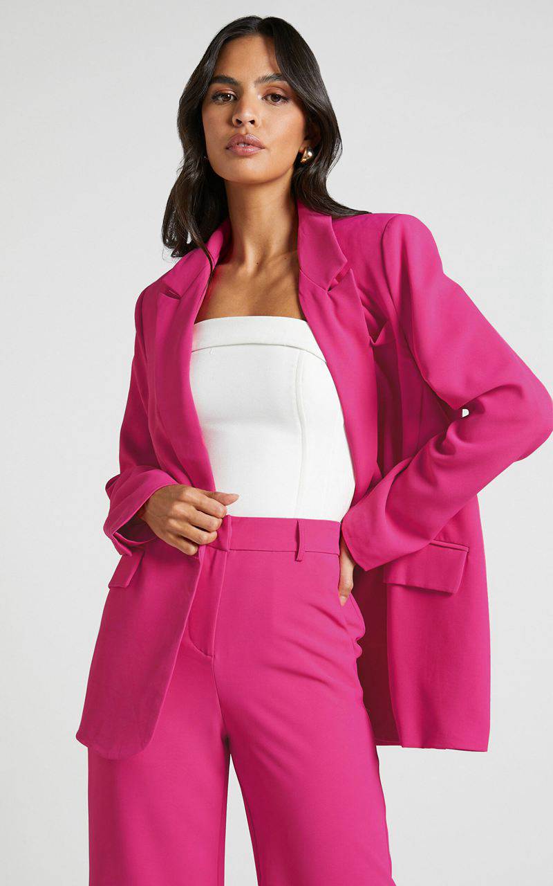 Showpo Michelle Blazer - Oversized Plunge Neck Button Up Blazer Pink | ATJFMS943