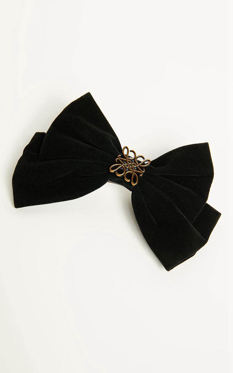 Showpo Mishka Hair Bow - Large Velvet Gold Detail Hair Bow Black | SMGCIR580