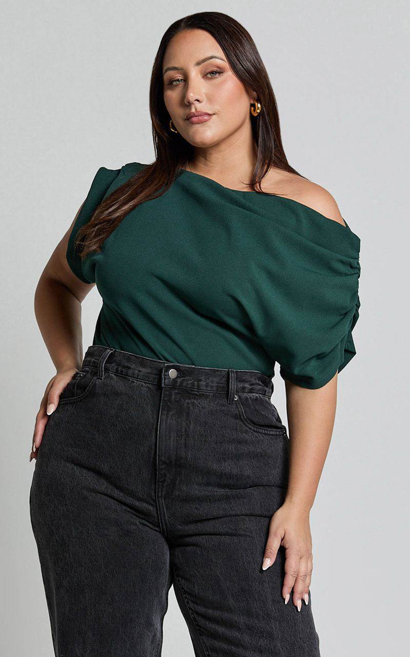 Showpo Nalfie Top - Asymmetrical Top Forest Green | LSIGOY149