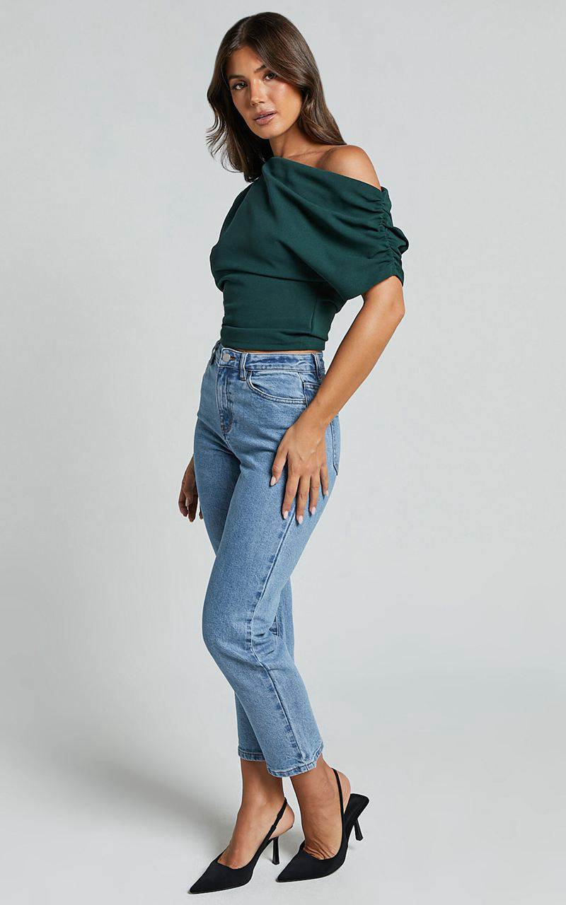 Showpo Nalfie Top - Asymmetrical Top Forest Green | LSIGOY149