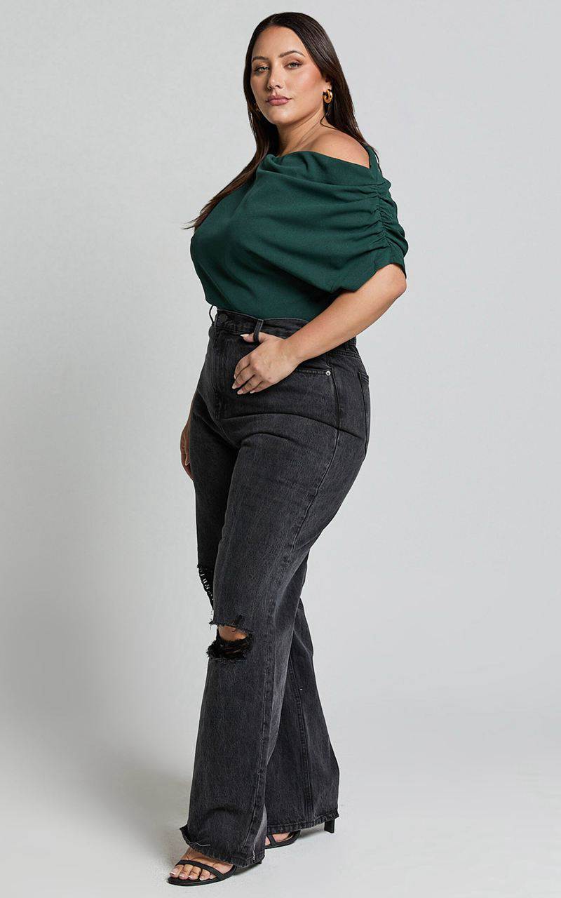 Showpo Nalfie Top - Asymmetrical Top Forest Green | LSIGOY149