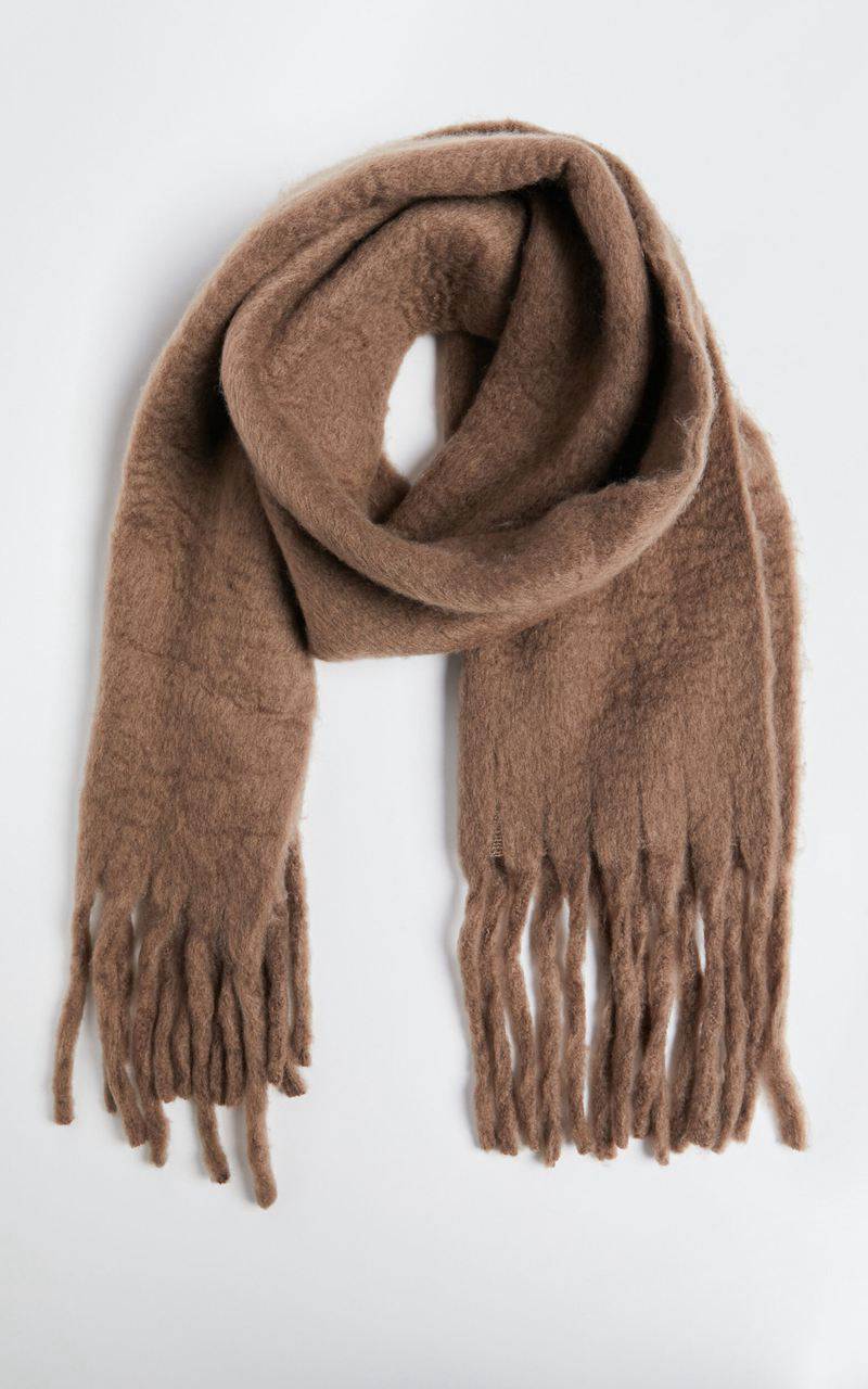 Showpo Nancy Scarf - Thick Oversized Long Tassel Scarf Chocolate | NJAIZO785