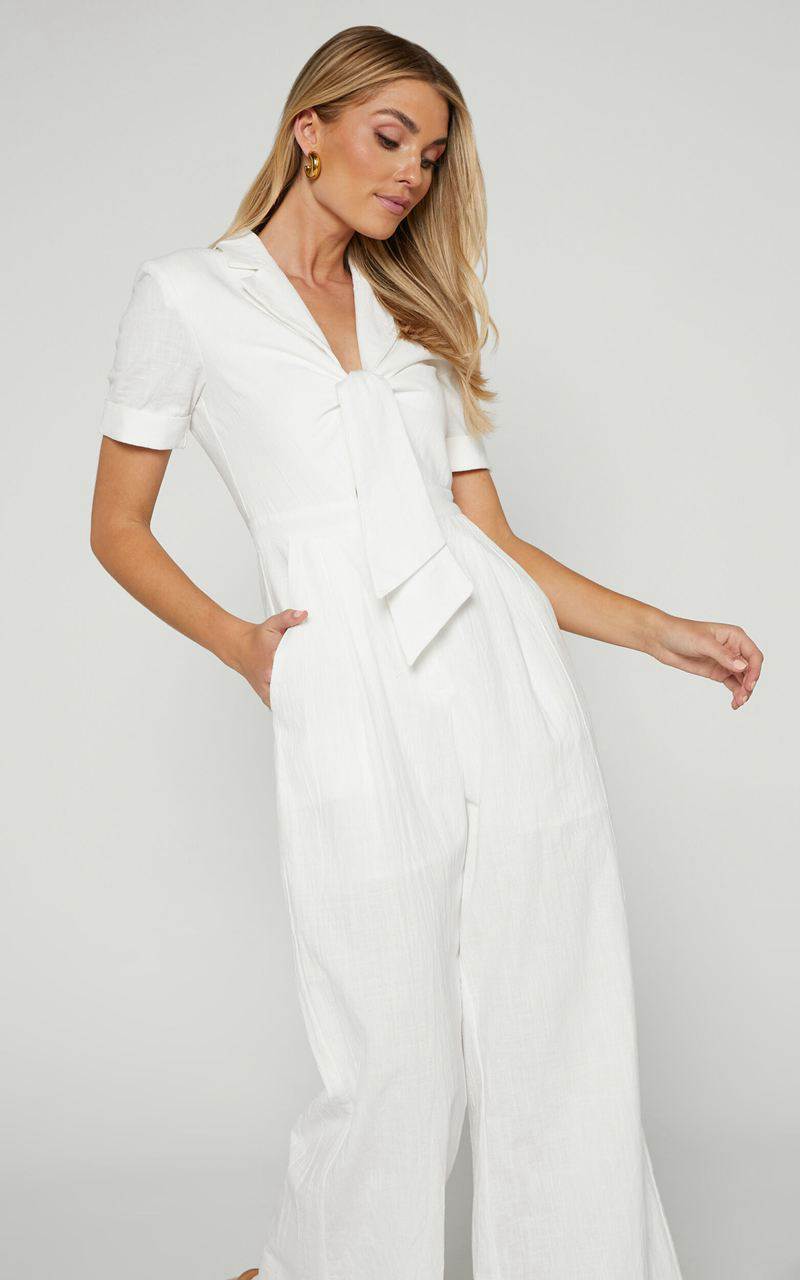 Showpo Naples Jumpsuit - Wrap Front Jumpsuit White | ASIGEU863