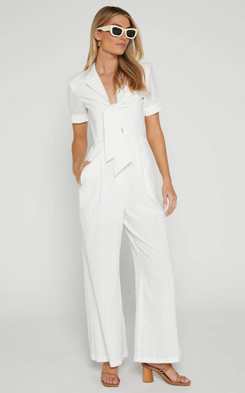 Showpo Naples Jumpsuit - Wrap Front Jumpsuit White | ASIGEU863