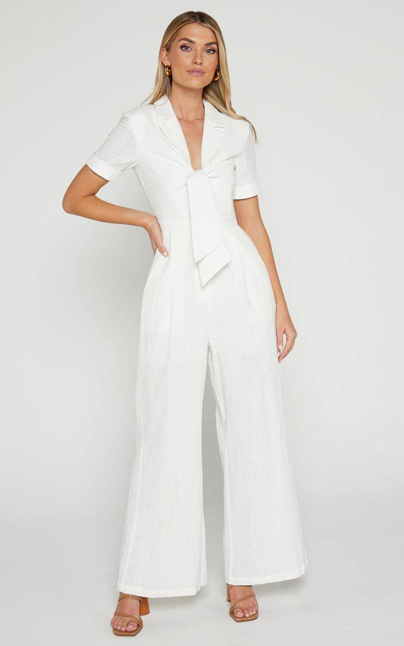 Showpo Naples Jumpsuit - Wrap Front Jumpsuit White | ASIGEU863