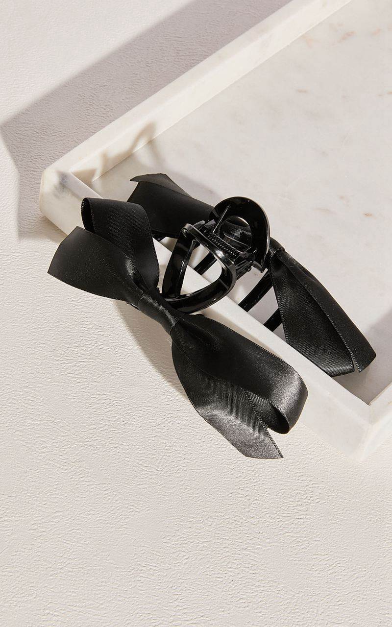 Showpo Ness Hair Clip - Large Bow Detail Claw Clip Black | QDOYPX907