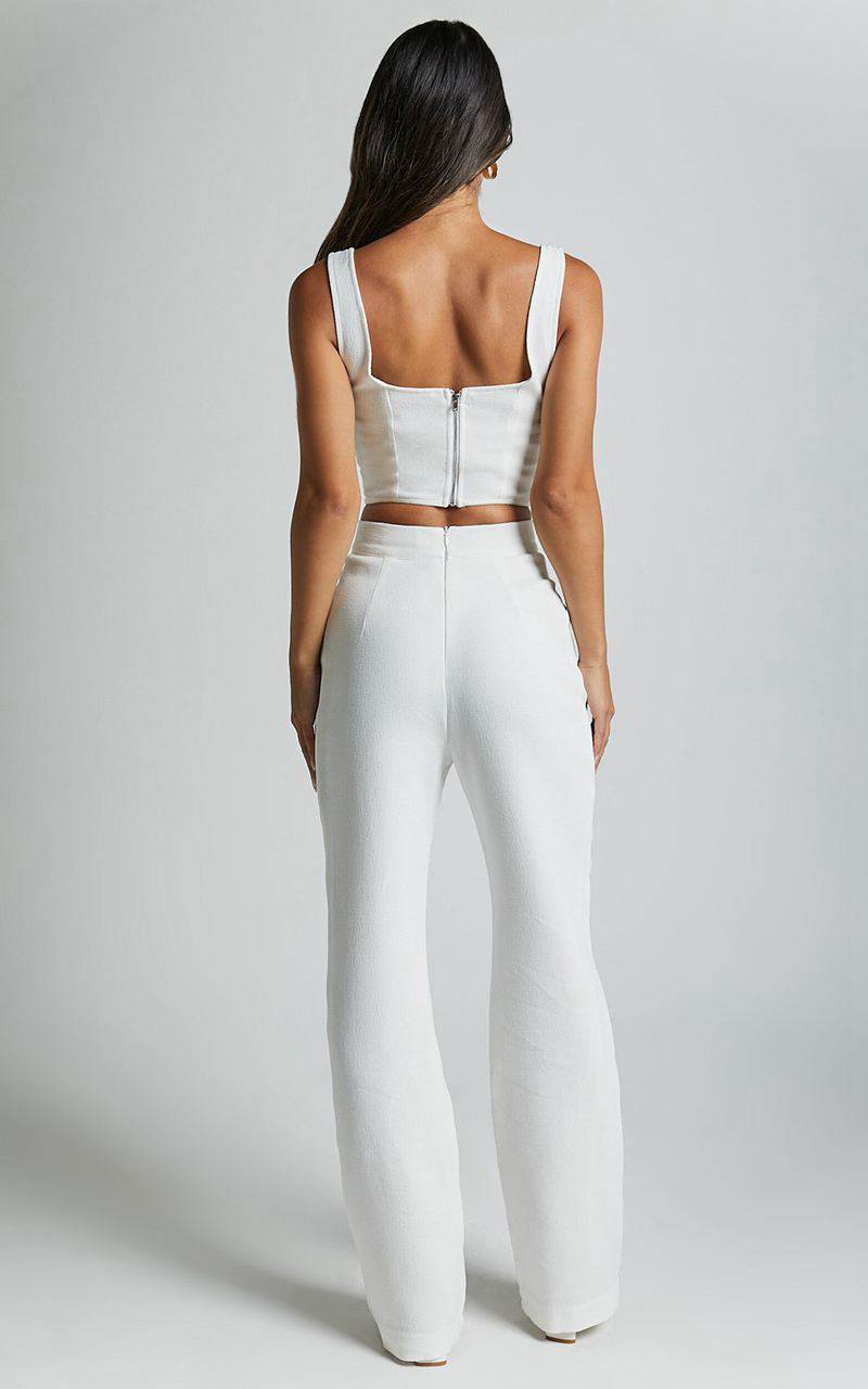 Showpo Nico Pants - High Waist Front Pleated Pants Ivory | JMBKID786