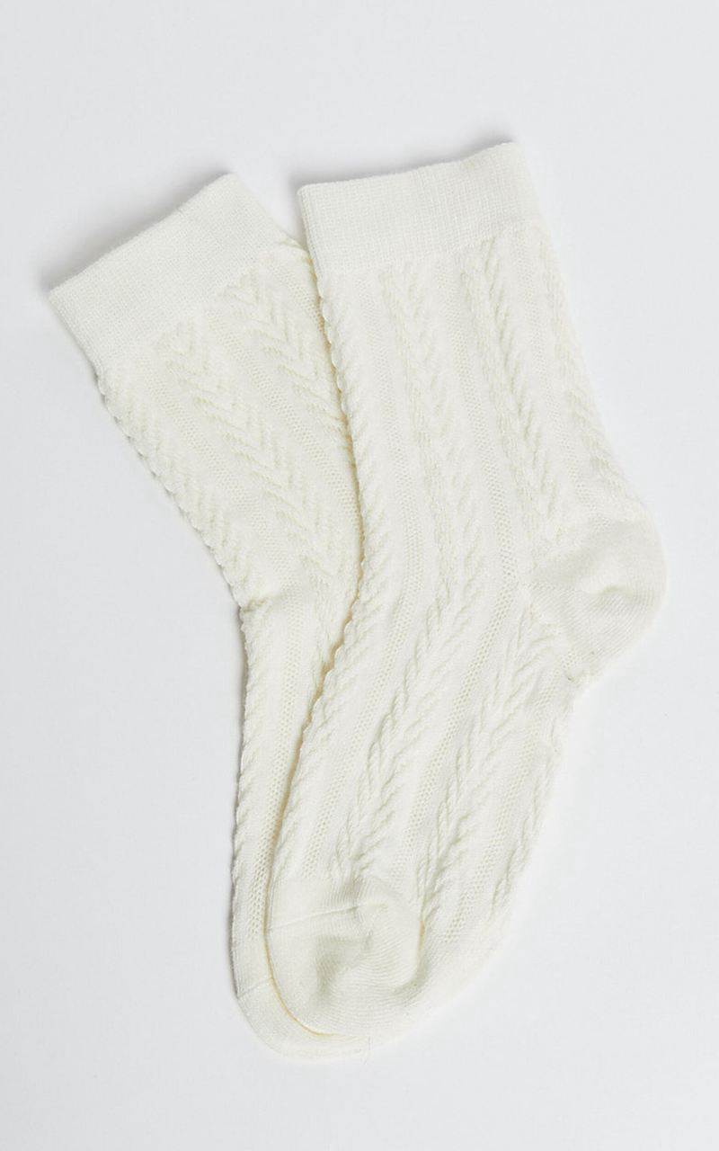 Showpo Nina Socks - Cable Detail Crew Socks Cream | BFOWHU748