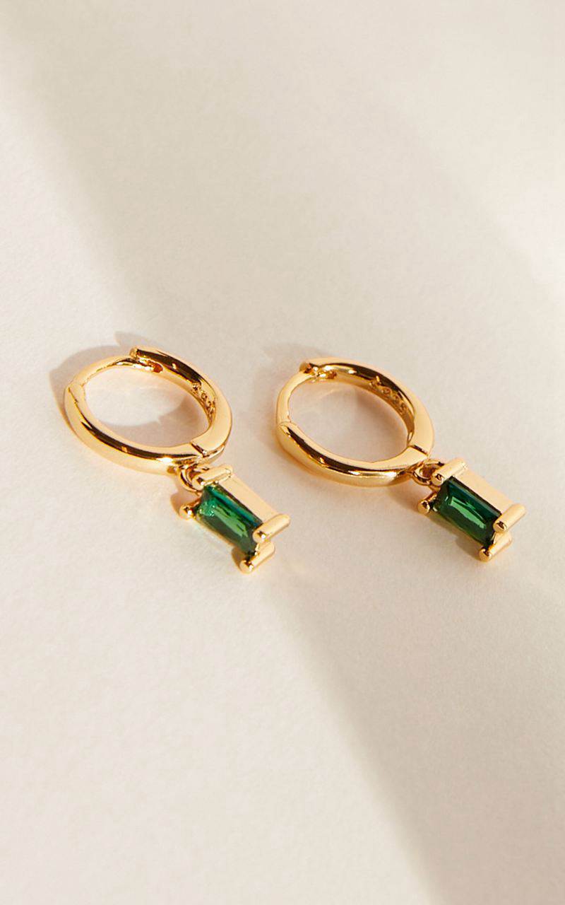 Showpo Noni Drop Earrings Gold Green | PKEWNS297