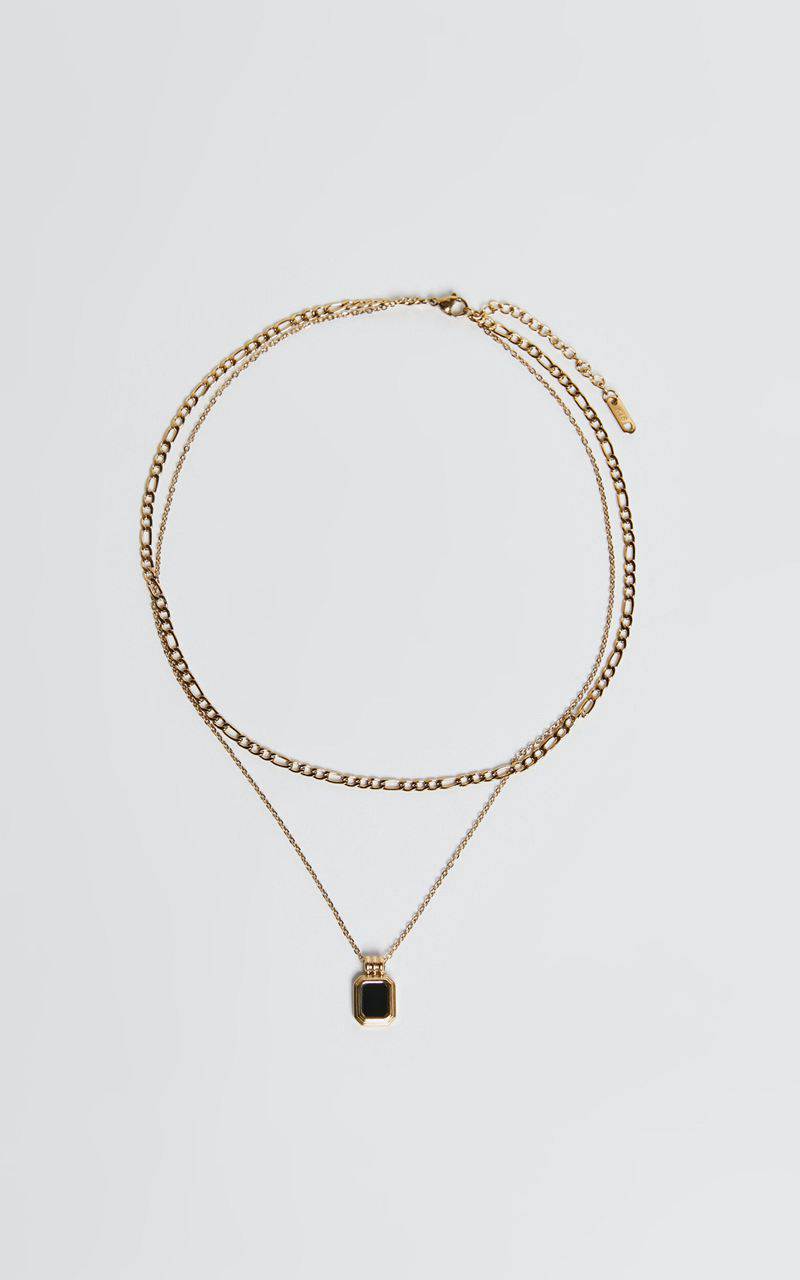 Showpo Odessa Necklace - Black Pendant Chain Layered Necklace Gold | BPKJGL196