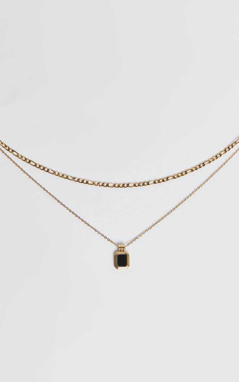 Showpo Odessa Necklace - Black Pendant Chain Layered Necklace Gold | BPKJGL196