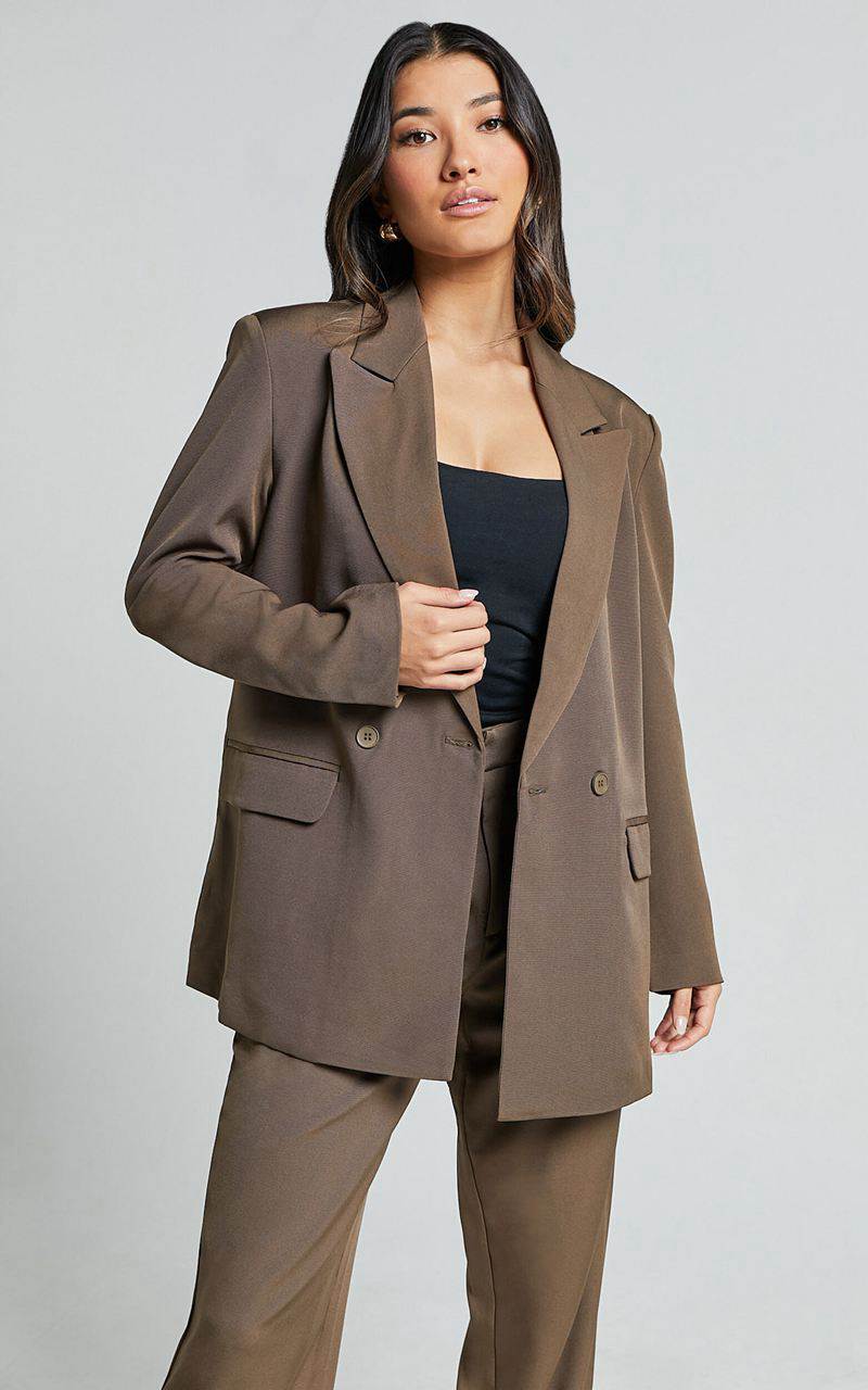 Showpo Ophelia Blazer - Double Breasted Blazer Dark Olive | TDNIQJ957