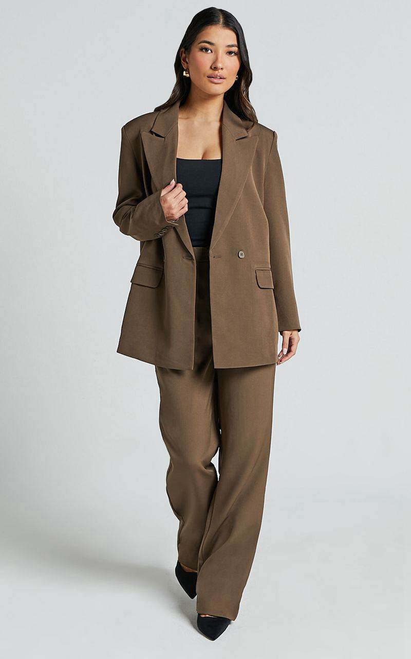 Showpo Ophelia Blazer - Double Breasted Blazer Dark Olive | TDNIQJ957