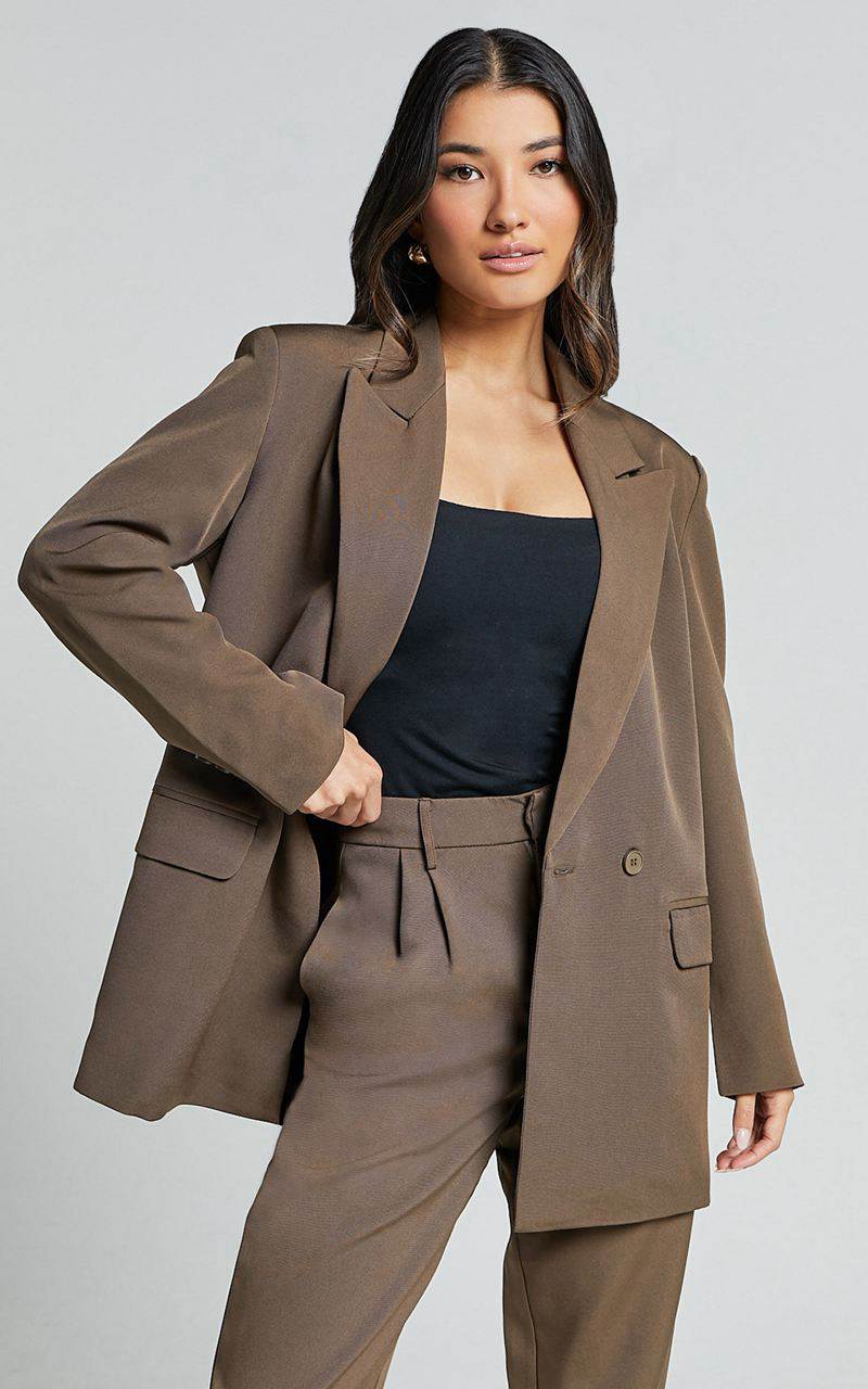 Showpo Ophelia Blazer - Double Breasted Blazer Dark Olive | TDNIQJ957