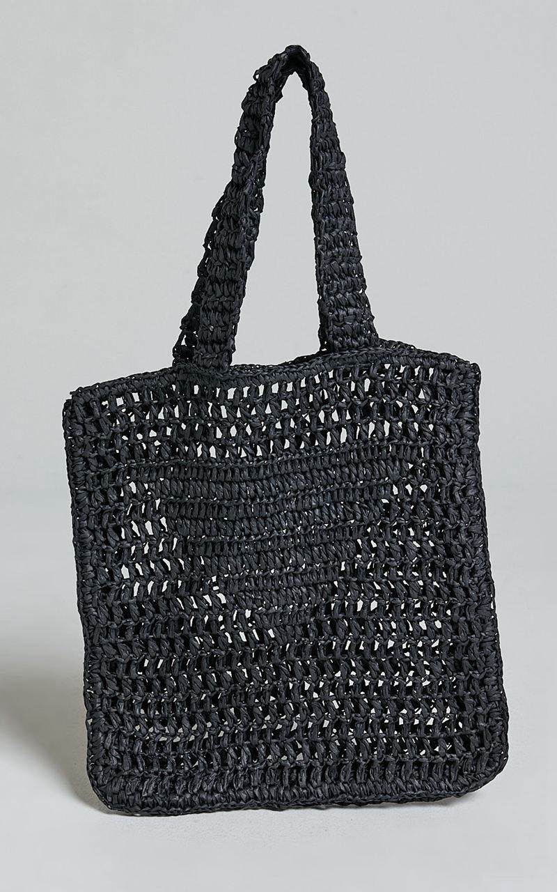 Showpo Paros Crochet Tote Bag Black | JRAPBK598