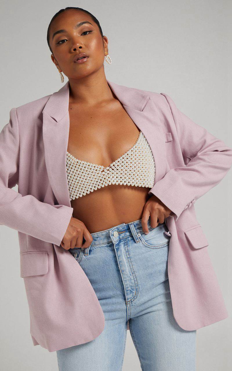 Showpo Peggy Top - V Neck Crop Top Pearl | KSTUXA190