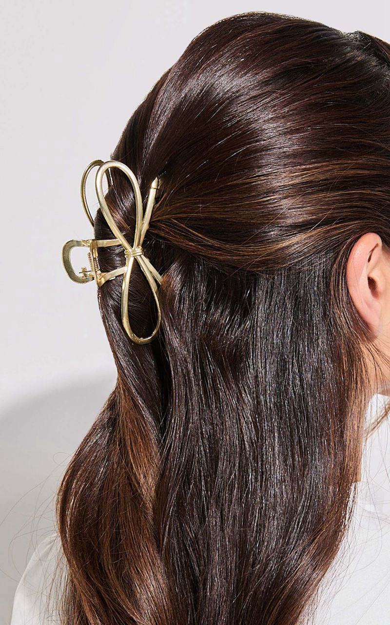 Showpo Perrie Hair Clip - Small Bow Detail Hair Clip Gold | ZMVYOG403