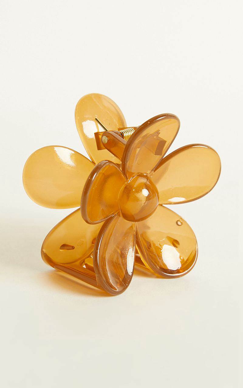 Showpo Pia Flower Hair Clip Tort Brown | YSFQGP340