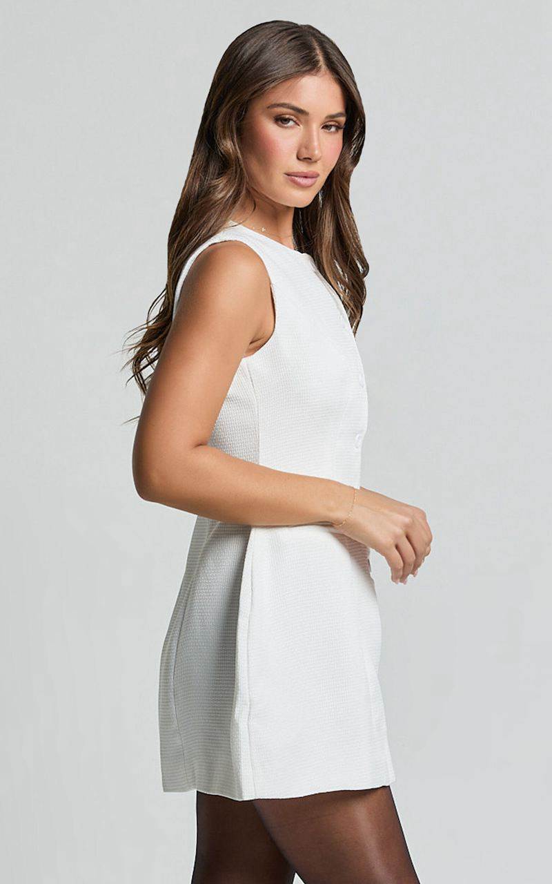 Showpo Polly Mini Dress - Button Down Line Look Dress White | HUOVKB132