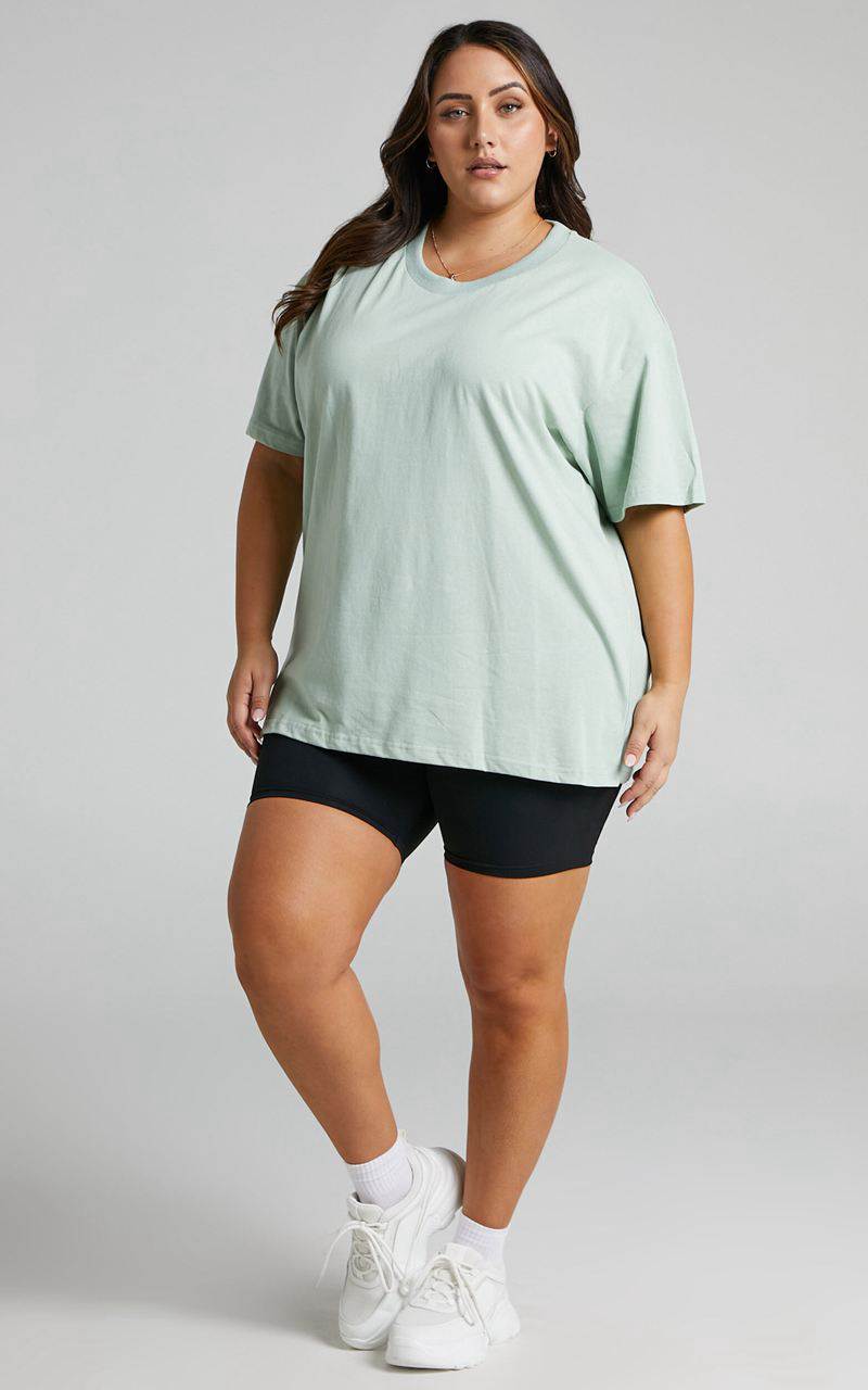 Showpo Prizza Top - Longlinge Boyfriend Tee Top Sage | ZGYPBJ486