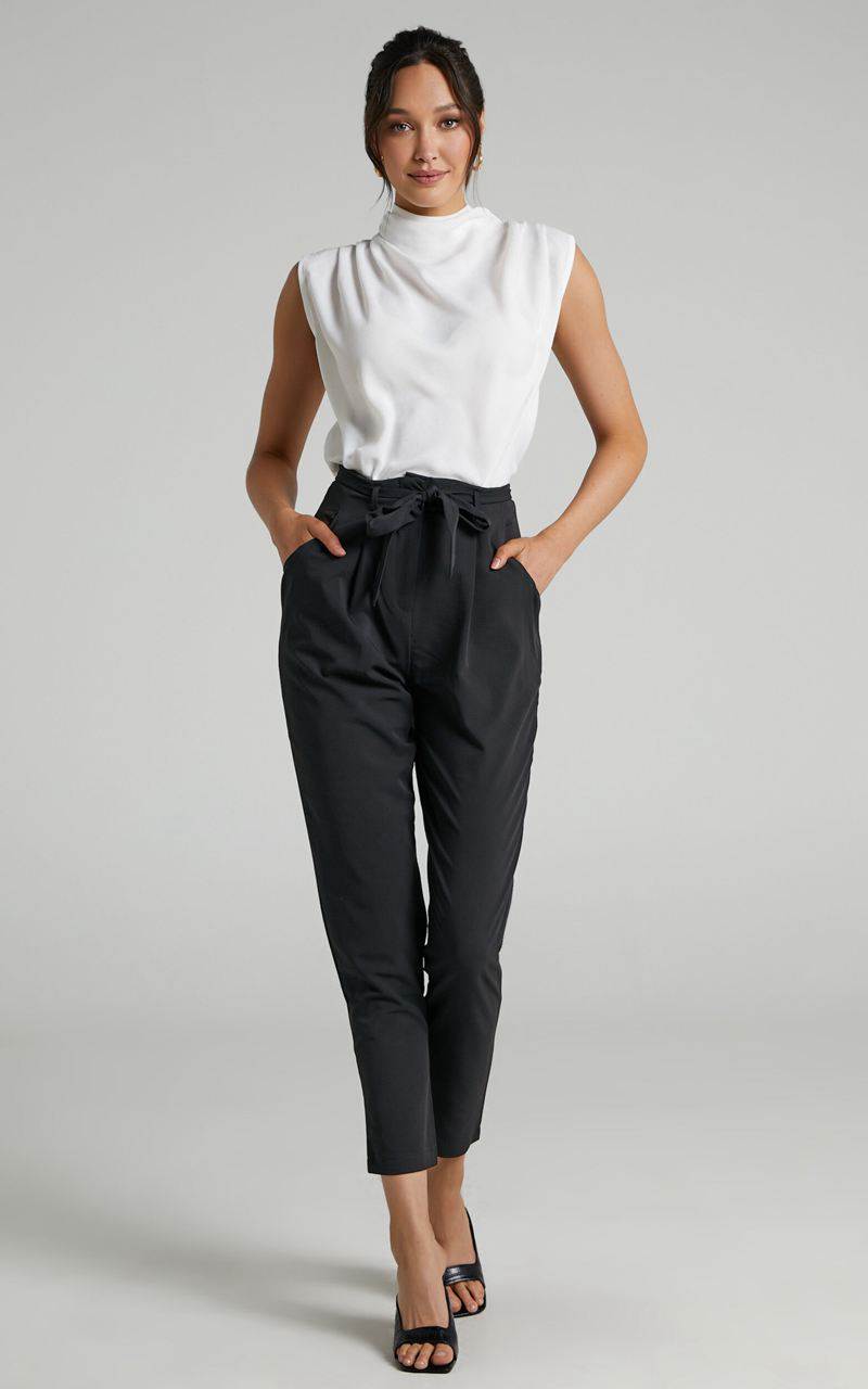 Showpo Raegen Pant - High Waist Tapered Leg Pant Black | SPVYGO904