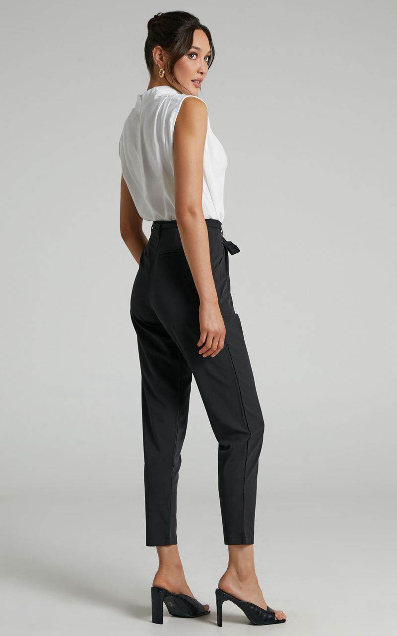 Showpo Raegen Pant - High Waist Tapered Leg Pant Black | SPVYGO904