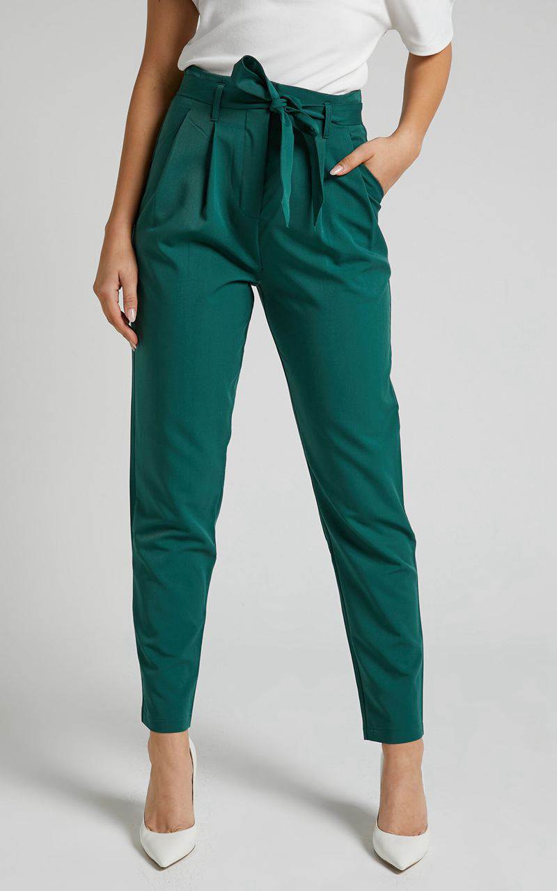 Showpo Raegen Pant - High Waist Tapered Leg Pant Forest Green | FMAGIW956