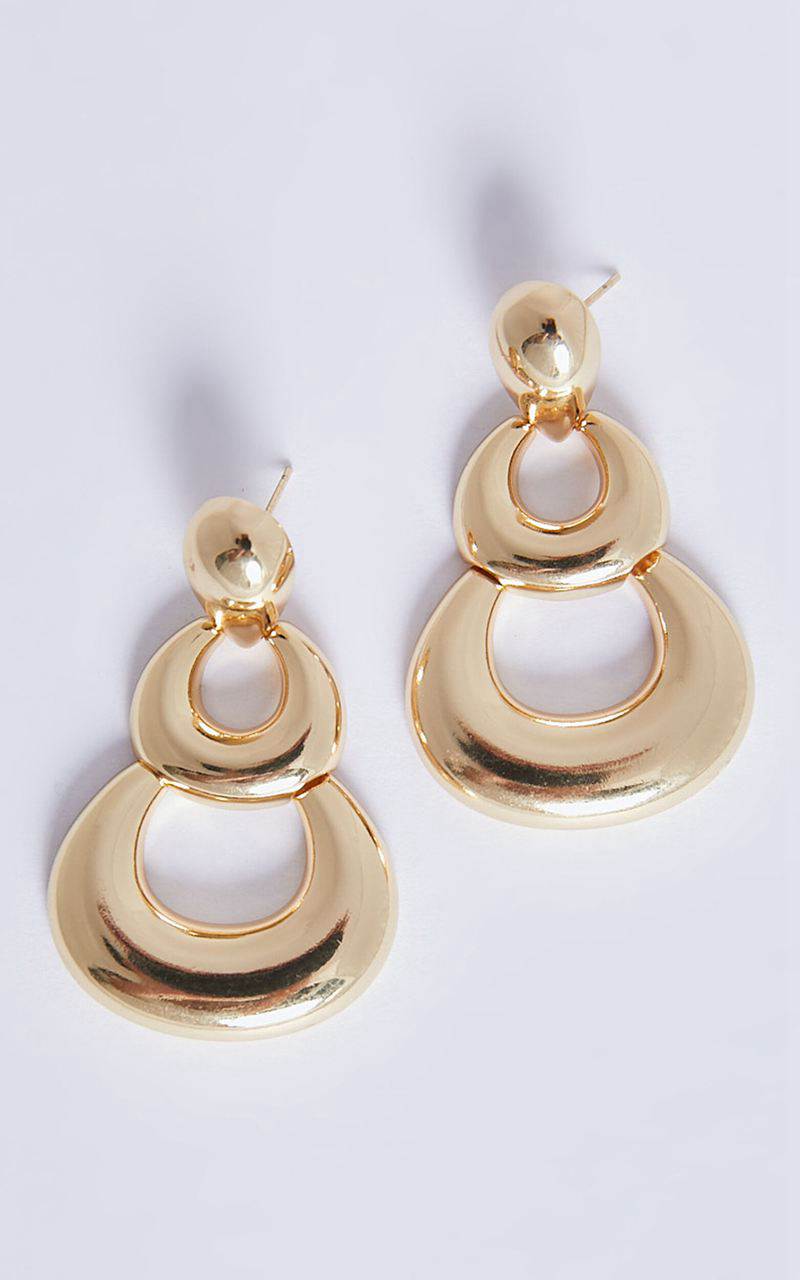 Showpo Raquel Earrings - Tripple Drop Detail Earrings Gold | OLGJUH951