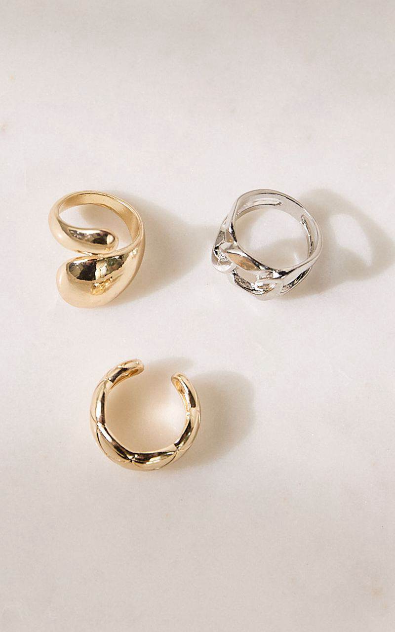 Showpo Rebecca Rings - 3 Pack Ring Set Gold Silver | LARKZG791